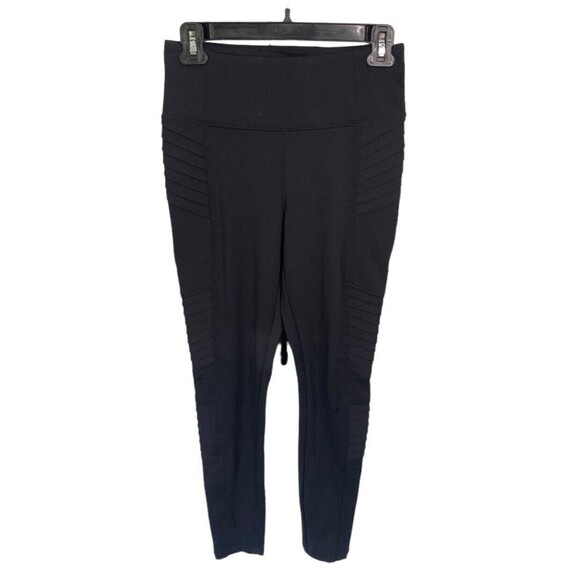 Athleta Delancey Moto Tight ‎ Black Size Small Athleisure Zipper Hem - Picture 1 of 5